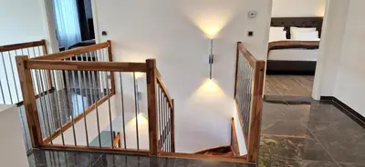Ein Bett oder Betten in einem Zimmer der Unterkunft 5 STERNE LUXUS VILLA KLIMATISIERT DACHTERRASSE MIT ATEMBERAUBENDER AUSSICHT ooooo