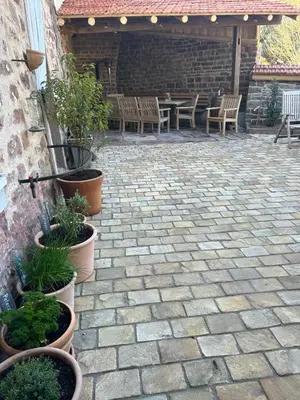 Ein Patio oder anderer Außenbereich in der Unterkunft Ferienhaus am Schloß