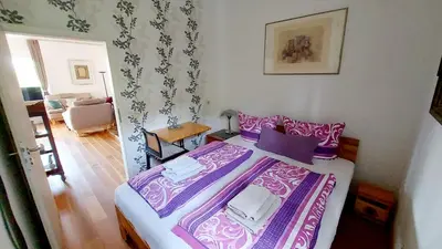 Ein Bett oder Betten in einem Zimmer der Unterkunft Villa Gast - Salmagundi, für Gruppen bis 16 Gäste