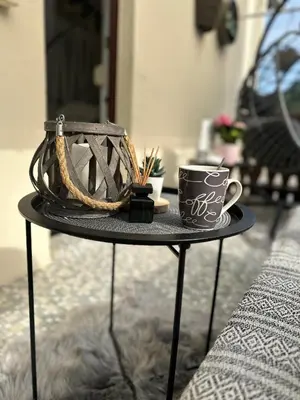 Kaffee-/Teezubehör in der Unterkunft Blick auf den Rhein