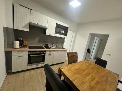 Küche/Küchenzeile in der Unterkunft StadtQuartier am Rhein WE31