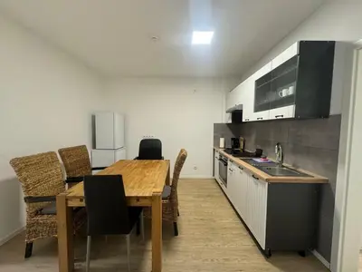 Küche/Küchenzeile in der Unterkunft StadtQuartier am Rhein WE31