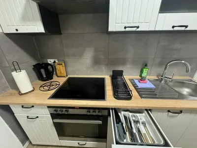 Küche/Küchenzeile in der Unterkunft StadtQuartier am Rhein WE31