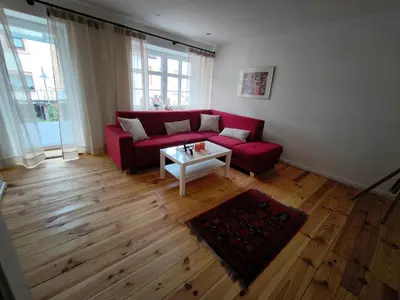 Ein Sitzbereich in der Unterkunft Haus Rosalinde