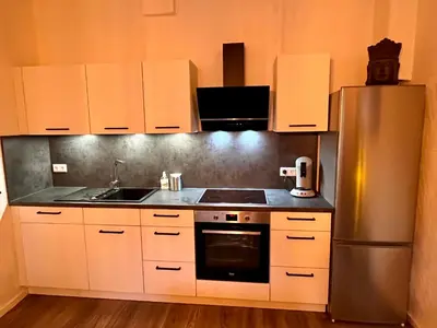 Küche/Küchenzeile in der Unterkunft Meyver Ferienwohnung