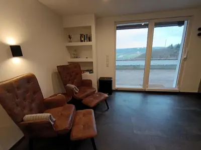 Ein Sitzbereich in der Unterkunft BelaVista'nBed - Peaceful Studio with private Terrace and Amazing Mosel Valley Views