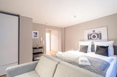 Ein Bett oder Betten in einem Zimmer der Unterkunft Stilvolle Wohlfühloase Andernach