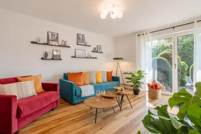Ein Sitzbereich in der Unterkunft Elegant Eifel Studio I Hiking I Kitchen I Terrace