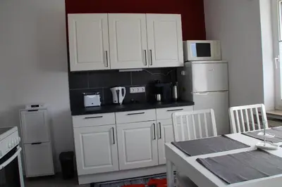 Küche/Küchenzeile in der Unterkunft Ferienwohnung Am Gartenzaun