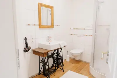 Ein Badezimmer in der Unterkunft St Jakobshof für Moselurlaub mit Familie