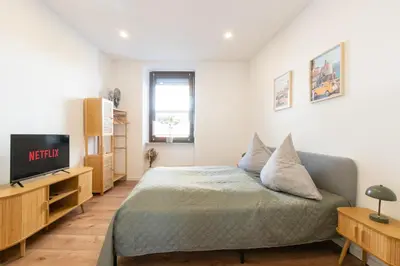 Ein Bett oder Betten in einem Zimmer der Unterkunft Cleveres und gemütliches City-Apartment in Mayen