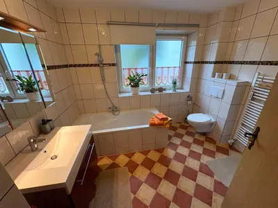 Ein Badezimmer in der Unterkunft FeWo I Glücksmomente Bostalsee