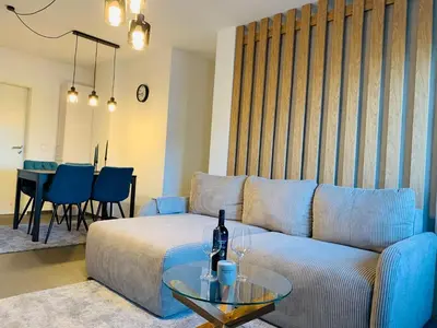 Ein Sitzbereich in der Unterkunft Ferienwohnung Auszeit