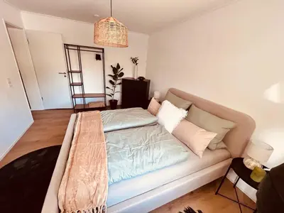 Ein Bett oder Betten in einem Zimmer der Unterkunft Ferienwohnung am Ruwer-Hochwald-Radweg, Fewo 2
