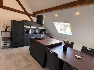 Küche/Küchenzeile in der Unterkunft Moselzeit - Ferienwohnung 