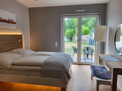 Ein Sitzbereich in der Unterkunft H-Apartments Lambertistraße