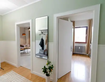 Ein Bett oder Betten in einem Zimmer der Unterkunft Moselblick-Balkon Familienparadies mit Spielzimmer ruhig & großzügig