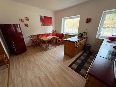 Ein Sitzbereich in der Unterkunft Haus Glücksmomente Bostalsee