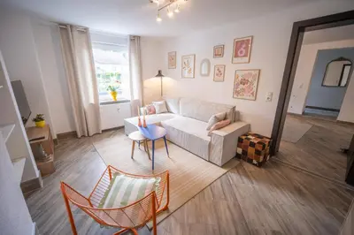 Ein Bett oder Betten in einem Zimmer der Unterkunft Charmantes Apartment in Neuwied