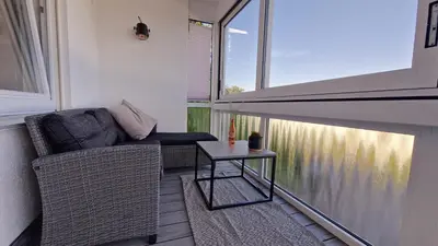 Ein Sitzbereich in der Unterkunft Zum Fuchskopp