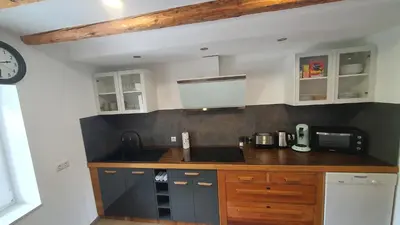 Küche/Küchenzeile in der Unterkunft Ferienwohnung Am Gäsbach OG
