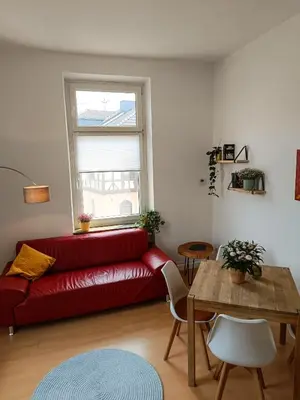 Ein Sitzbereich in der Unterkunft Wohnung am Schlosspark