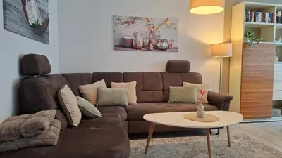 Ein Sitzbereich in der Unterkunft Ferienwohnung Schneider