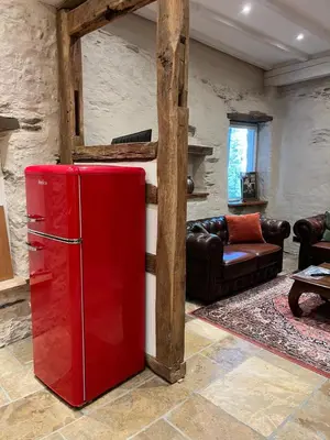 Ein Sitzbereich in der Unterkunft Scheune Am alten Posthof Lieser