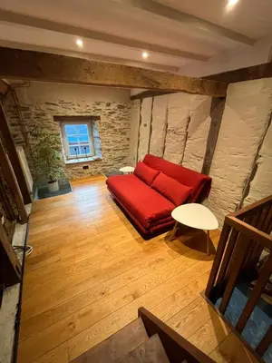 Ein Sitzbereich in der Unterkunft Scheune Am alten Posthof Lieser