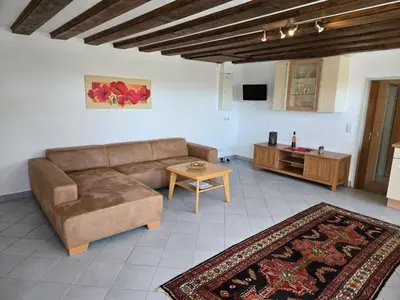 Ein Sitzbereich in der Unterkunft Appartement am Landhaus