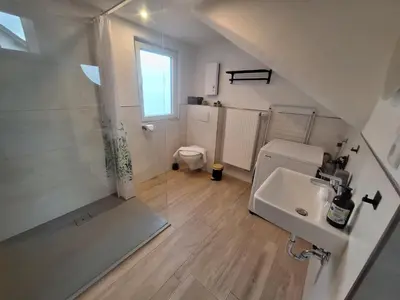 Ein Badezimmer in der Unterkunft Ferienwohnung bei Blesers