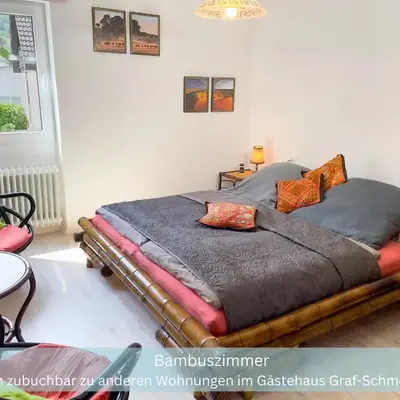 Bambuszimmer mit großem Dachgarten im Gästehaus Graf-Schmelzer