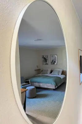 Ein Bett oder Betten in einem Zimmer der Unterkunft Ferienwohnung Zeitwinkel