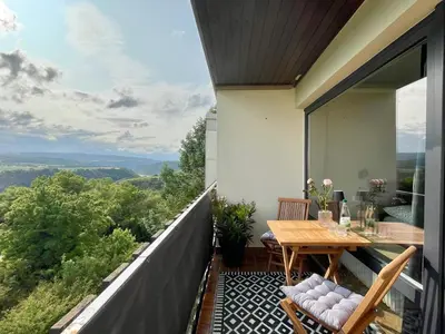 Ein Balkon oder eine Terrasse in der Unterkunft #3 Studioapartment mit Loreleyblick direkt an der schönsten Etappe des Rheinsteigs