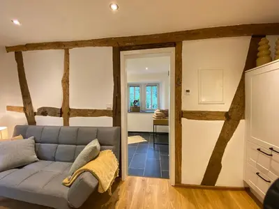 Ein Sitzbereich in der Unterkunft Weingut Bindges - Apartment Rosenhof