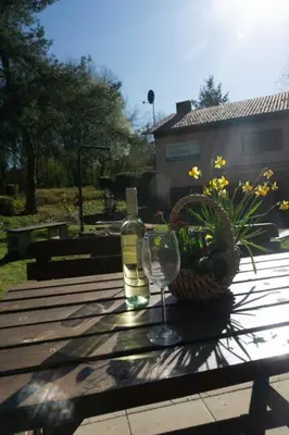Ein Garten an der Unterkunft Haus Waldfrieden EG