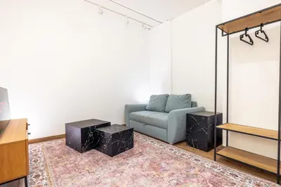 Ein Sitzbereich in der Unterkunft Rhein-Haus