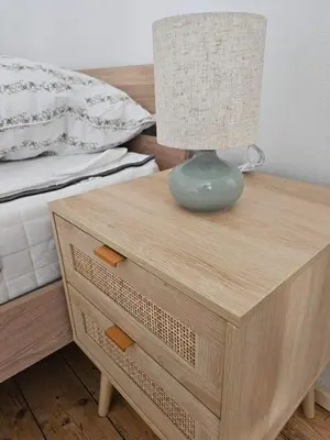 Ein Bett oder Betten in einem Zimmer der Unterkunft Ferienwohnung Waldblick