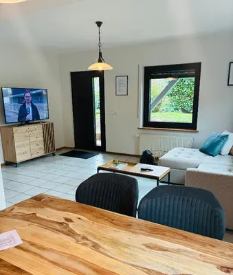 TV/Unterhaltungsangebot in der Unterkunft Ferienwohnung Rebennah - modern - Freisitz - Küche - ideal für Monteure
