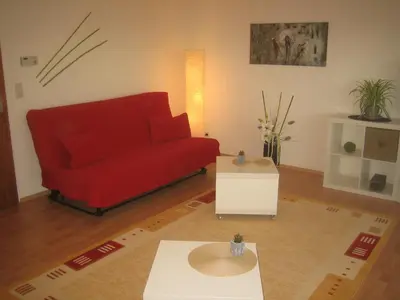 Ein Sitzbereich in der Unterkunft Abendsonne Apartments
