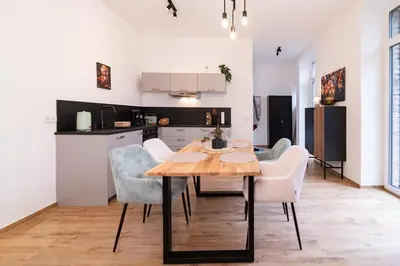 Küche/Küchenzeile in der Unterkunft SALUS Living - Loft-Infrarotsauna-ruhiger Innenhof-Innenstadt
