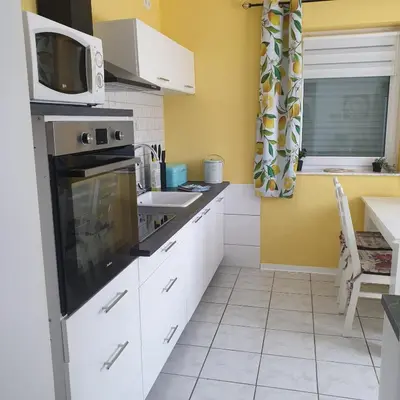 Küche/Küchenzeile in der Unterkunft Ferienwohnung Stefanie am Frankenbach