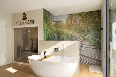 Ein Badezimmer in der Unterkunft Premiumzeit Apartments Bostalsee - Whirlpool, Sauna