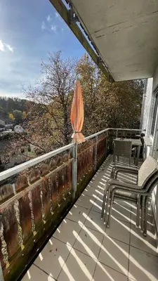 Ein Balkon oder eine Terrasse in der Unterkunft Stilvolle Auszeit im Hunsrück-Aussicht und Komfort