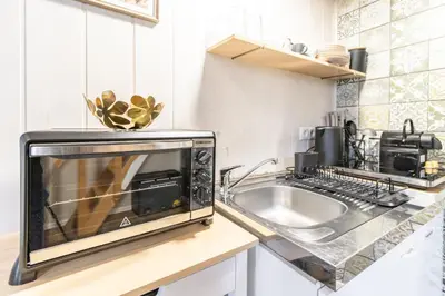 Küche/Küchenzeile in der Unterkunft Gemütliches Tiny House im Grünen