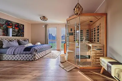 Ein Sitzbereich in der Unterkunft Abbey View Suites
