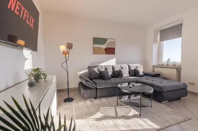Ein Sitzbereich in der Unterkunft Basalt-Suite