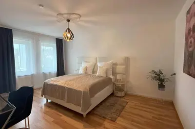 Ein Bett oder Betten in einem Zimmer der Unterkunft Modernes Design-Apartment in Koblenz nahe Altstadt