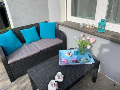 Ein Sitzbereich in der Unterkunft Apartment FerienwohnungPomaria by Interhome
