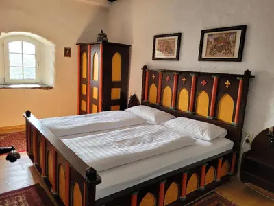 Ein Bett oder Betten in einem Zimmer der Unterkunft Burg Liebenstein